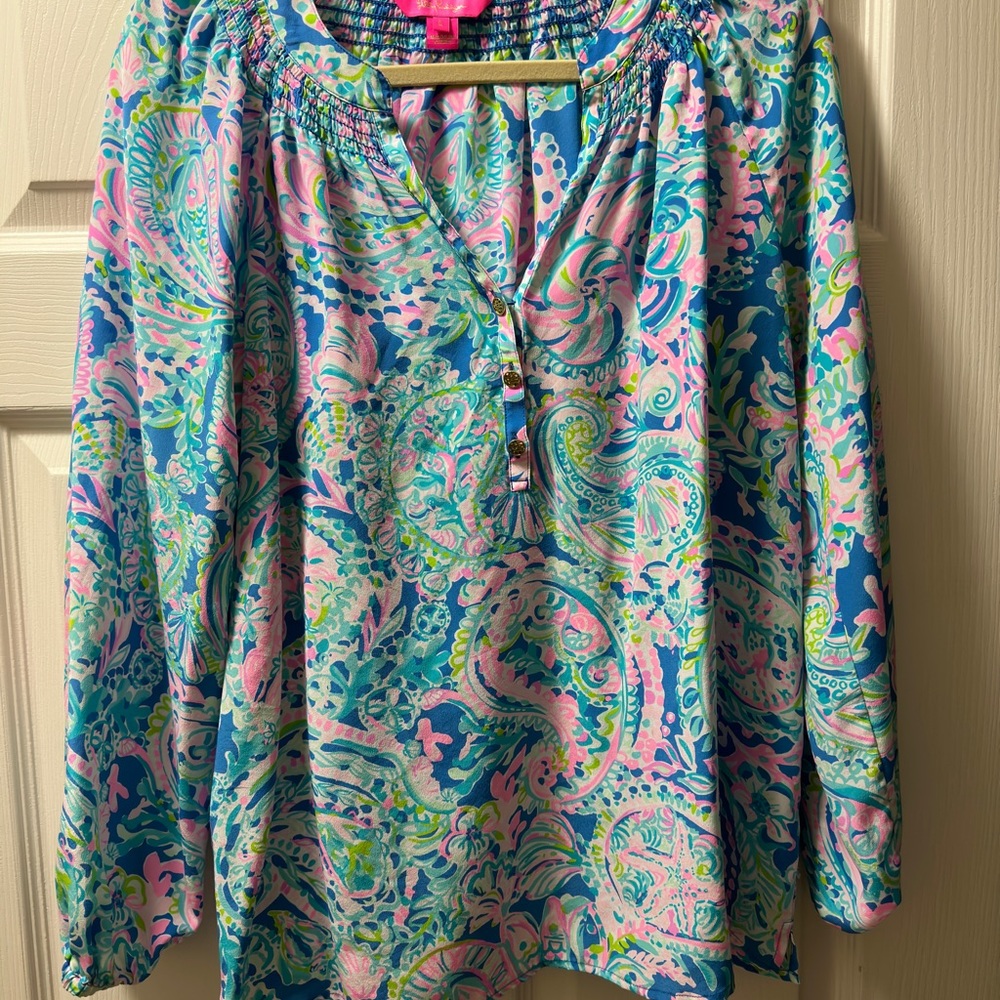 Lilly Pulitzer silk top, size L